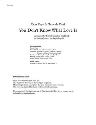 You Don't Know What Love Is (arr. Ralph Ingalls)