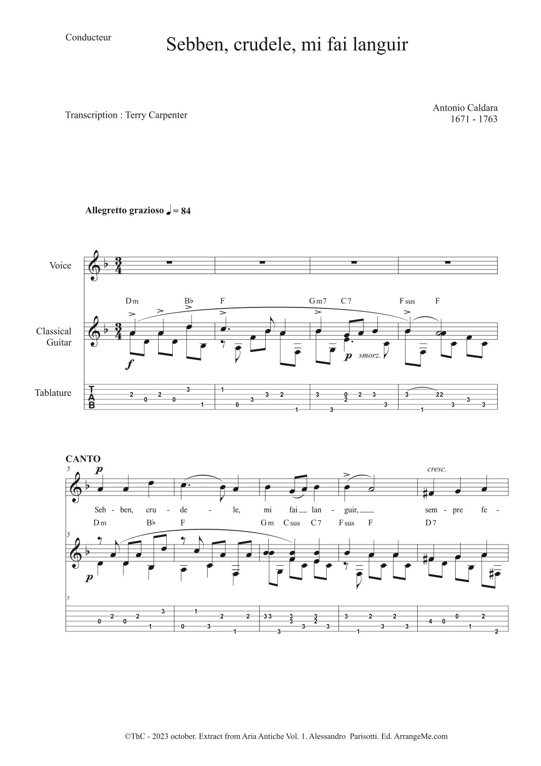 sebben, crudele, mi fai languir ( Extract from Aria Antiche Vol. 1 ) (arr. Terry Carpenter)