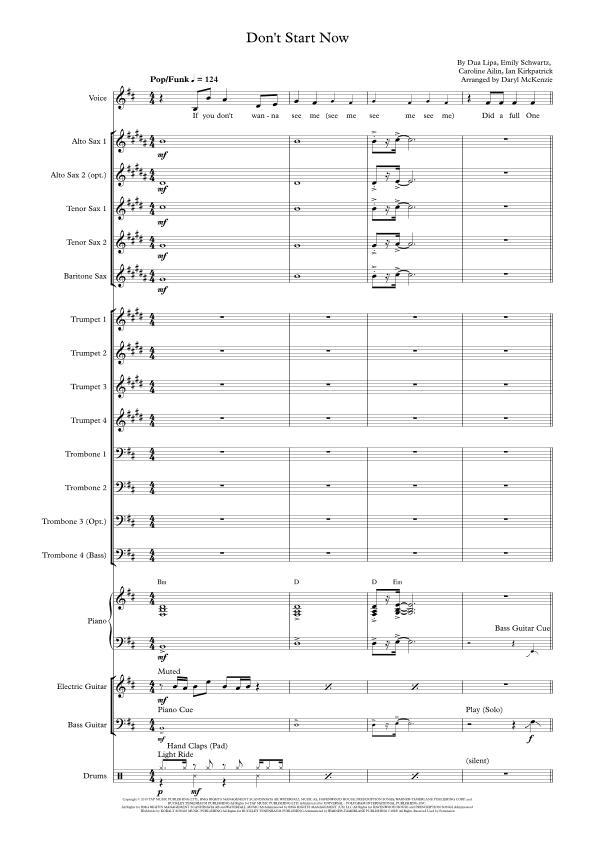 Don't Start Now (arr. Daryl McKenzie)
