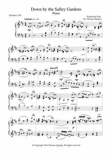Down by the Salley Gardens (arr. Thomas Quigley)