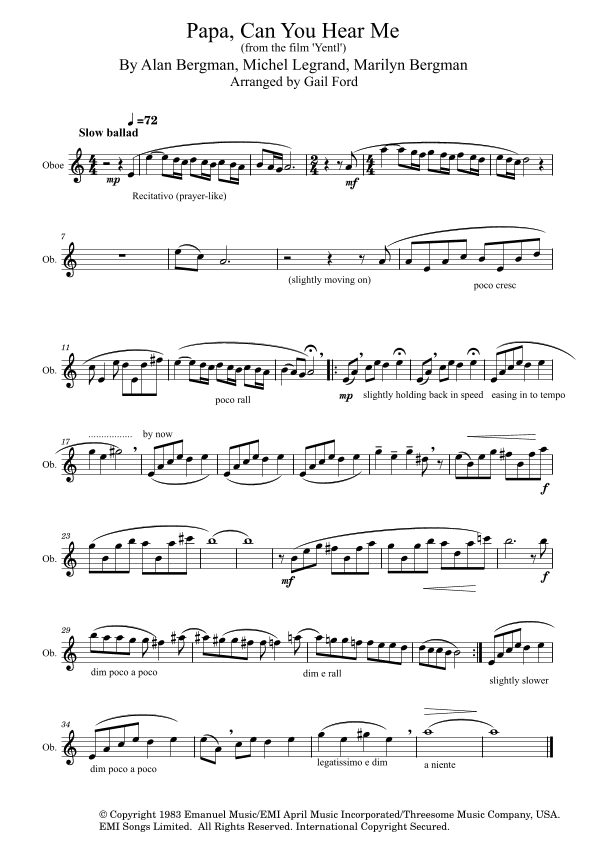 Papa, Can You Hear Me? (arr. Gail Ford)