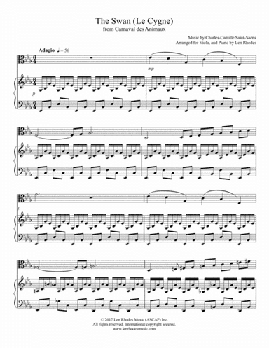 The Swan (Carnival of the Animals) - Charles-Camille Saint-Saëns for Viola and Piano (arr. Len Rhodes)