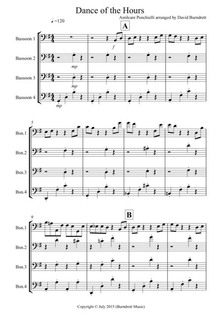 Dance of the Hours for Bassoon Quartet (arr. David Burndrett)