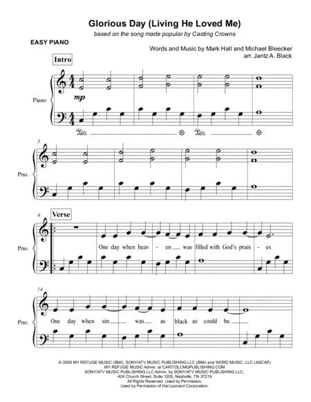 Glorious Day (Living He Loved Me) (arr. Jantz A. Black)