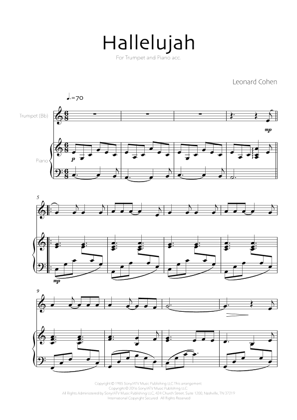 Hallelujah (arr. Robin Hood Editions)