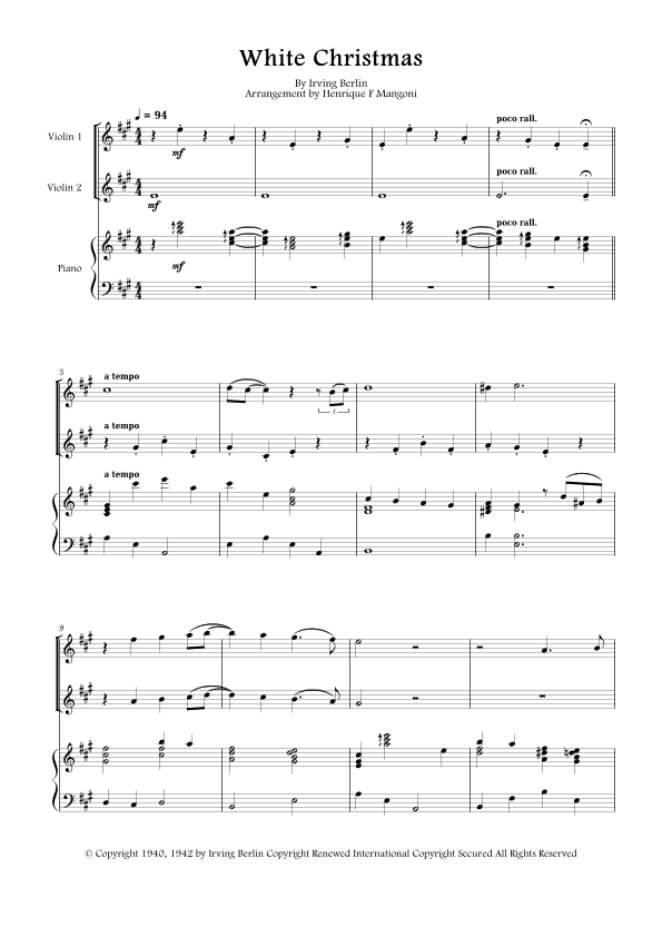 White Christmas (arr. Henrique F Mangoni)