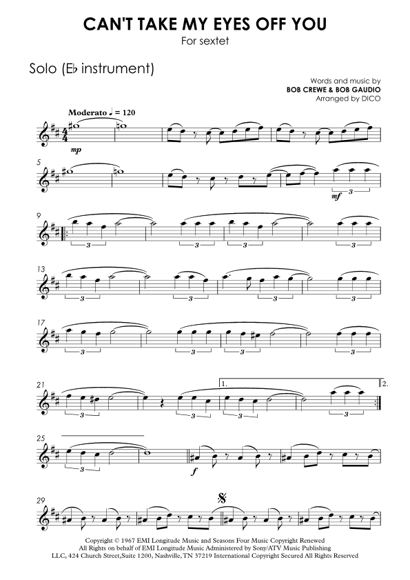 Can't Take My Eyes Off Of You (arr. Dico)