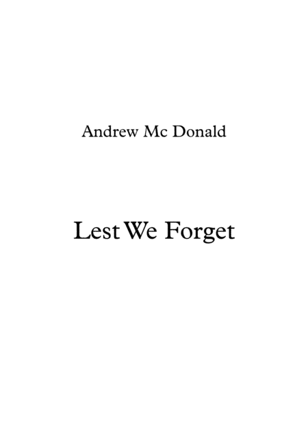 Lest We Forget