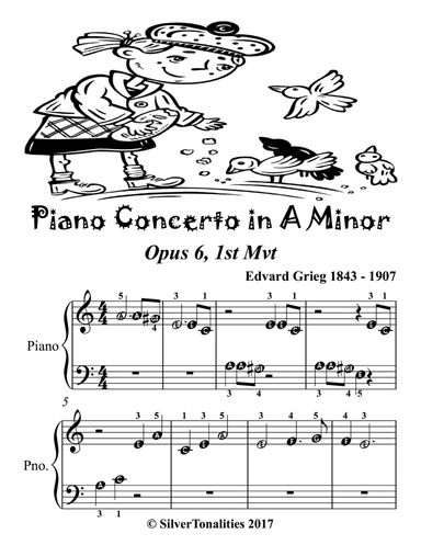 Piano Concerto In A Minor Opus 6 First Mvt Beginner Piano Sheet Music (arr. SilverTonalities)