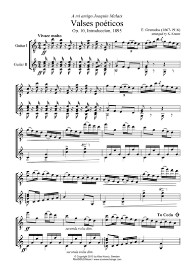Valses poeticos Op. 10, Introduccion for guitar duo (arr. K. Krantz)