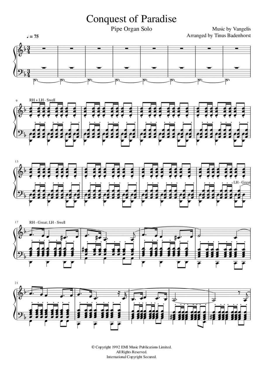 Conquest Of Paradise (arr. Tinus Badenhorst)