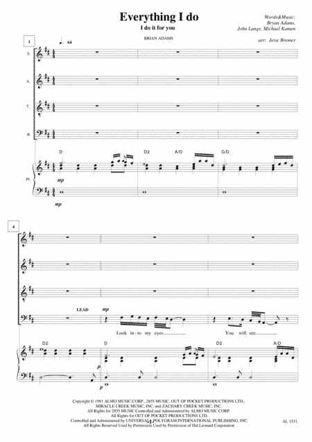 Everything I Do (arr. Jetse Bremer)