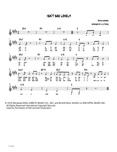 Isn't She Lovely (arr. Liz Craig)