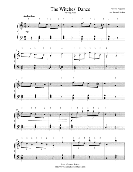 The Witches' Dance (Paganini) - for easy piano (arr. Samuel Stokes)