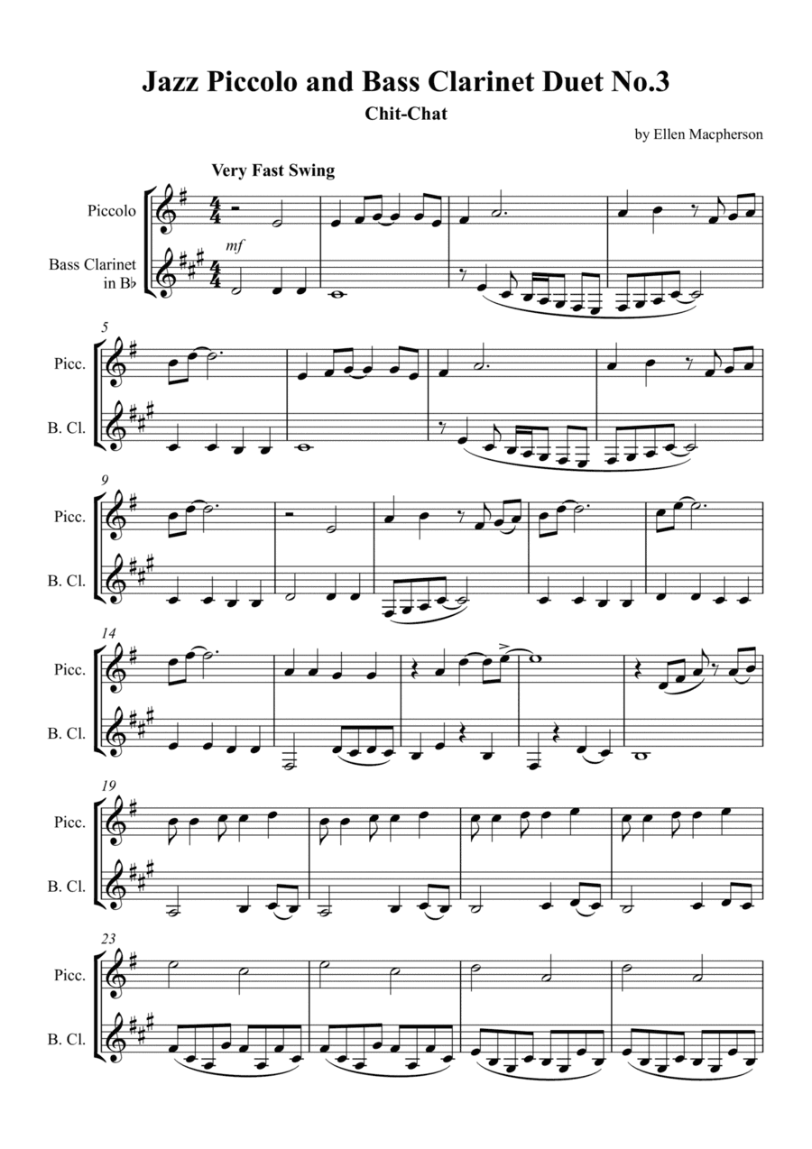 Jazz Piccolo and Bass Clarinet Duet