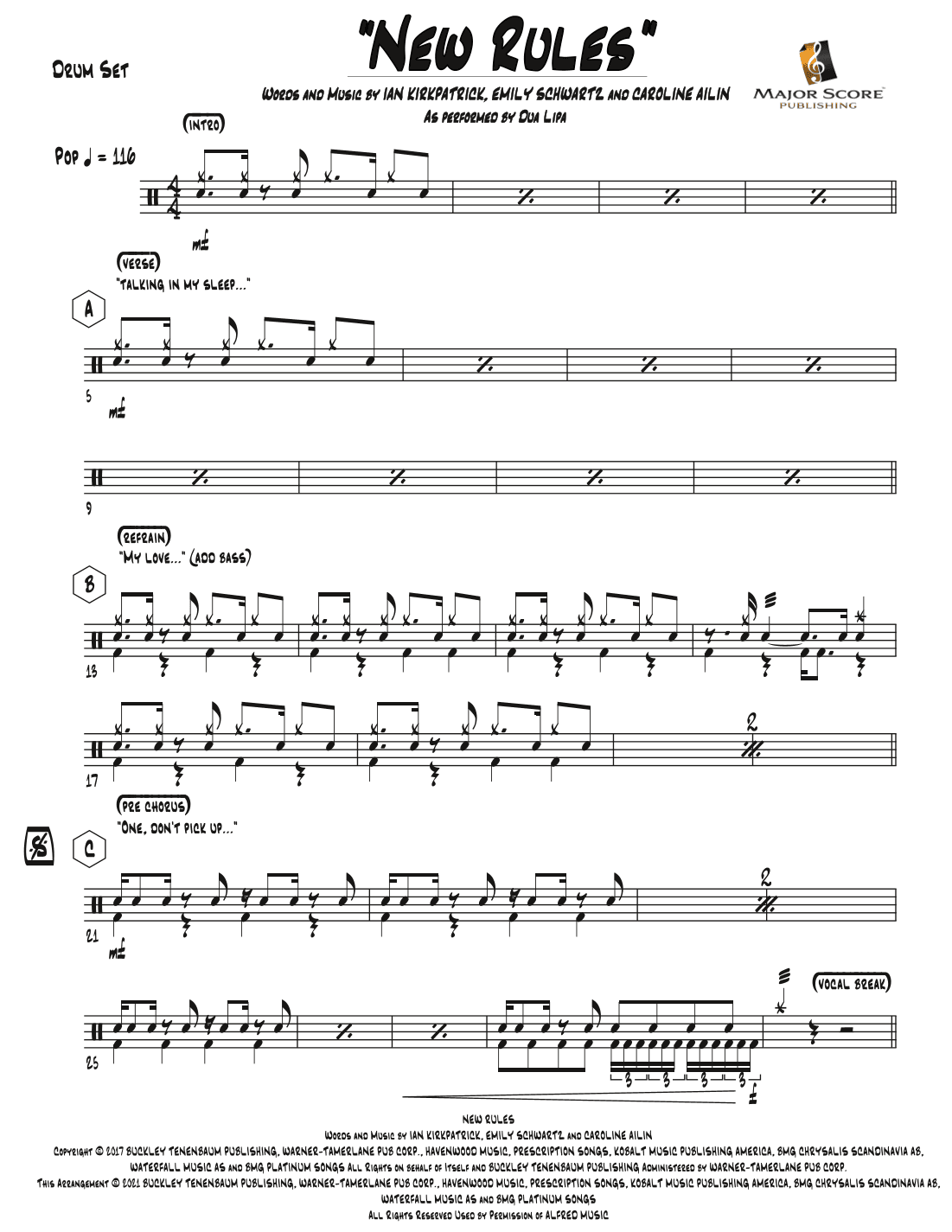 New Rules (arr. MAJOR SCORE PUBLISHING TM.)