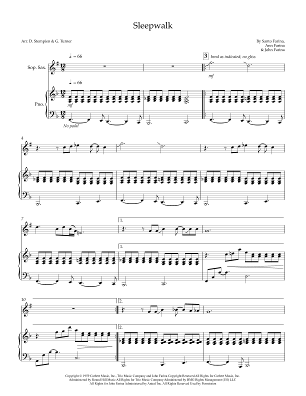 Sleepwalk (instrumental Version) (arr. Debra E. Stempien, Gregory H. Turner)