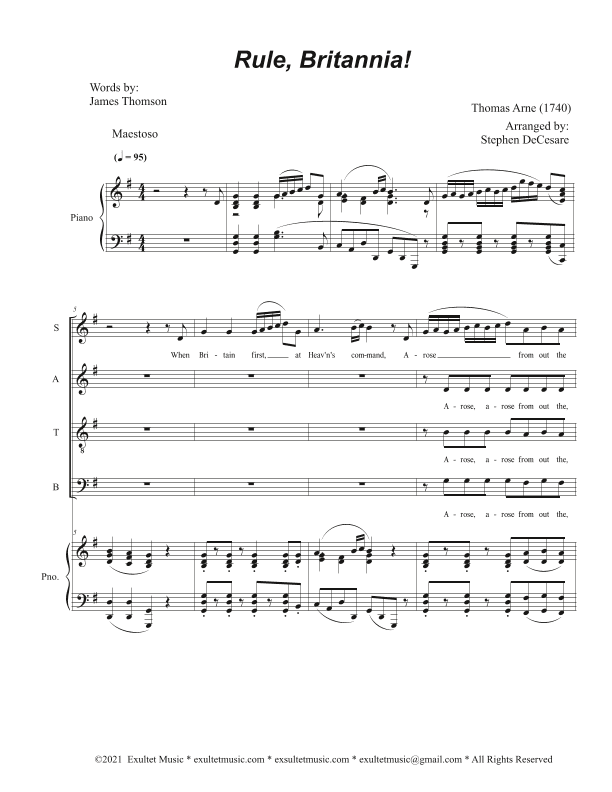 Rule, Britannia! (Vocal Quartet - (SATB) (arr. Stephen DeCesare)
