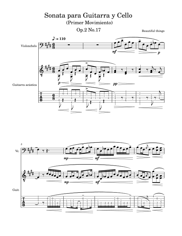 Sonata para Guitarra y Cello(Primer Movimiento)-Beautiful things Op.2 No.17