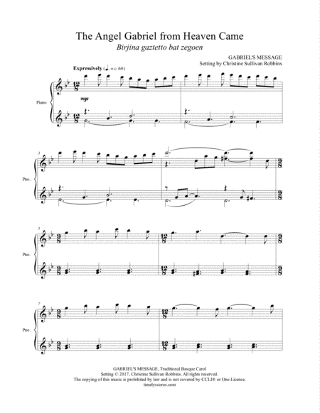The Angel Gabriel from Heaven Came (arr. Christine Sullivan Robbins)