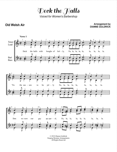 Deck the Halls, Women's Barbershop (arr. Dianne Goldrick)