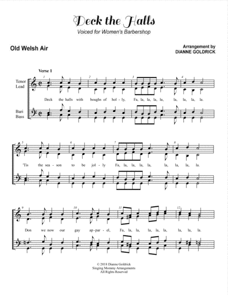 Deck the Halls, Women's Barbershop (arr. Dianne Goldrick)