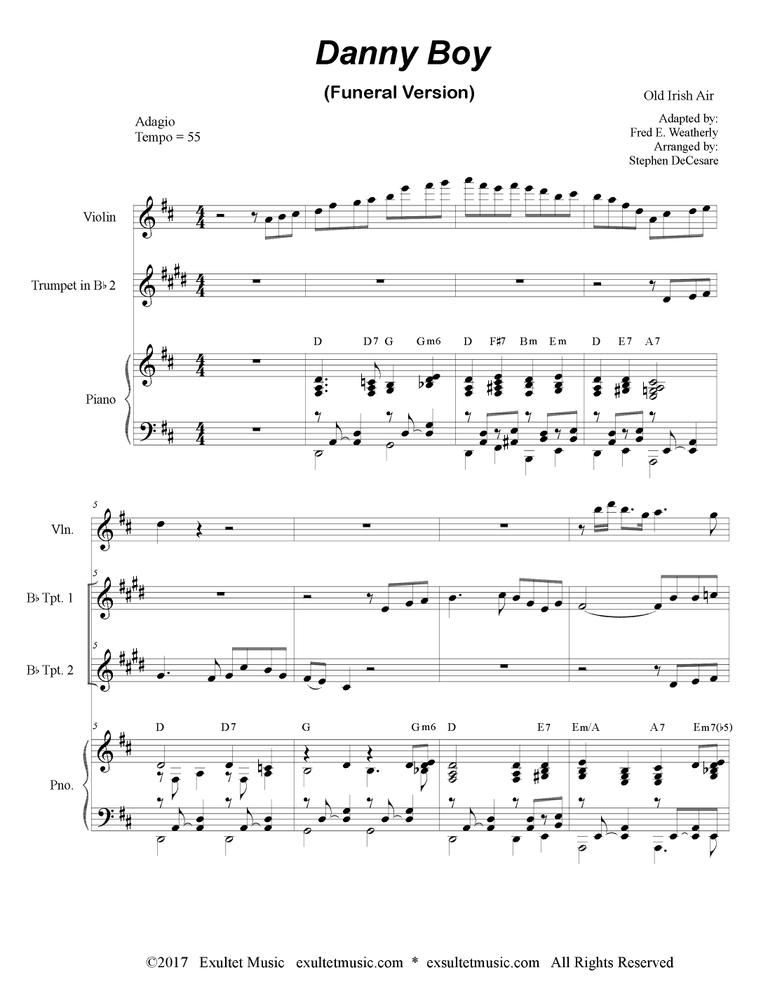 Danny Boy (Funeral Version) (Duet for Bb-Trumpet) (arr. Stephen DeCesare)