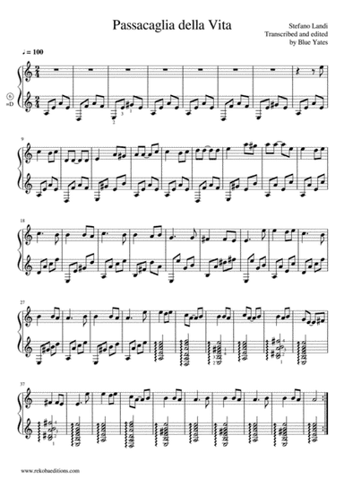Passacaglia della Vita (Stefano Landi) (arr. Blue Yates)