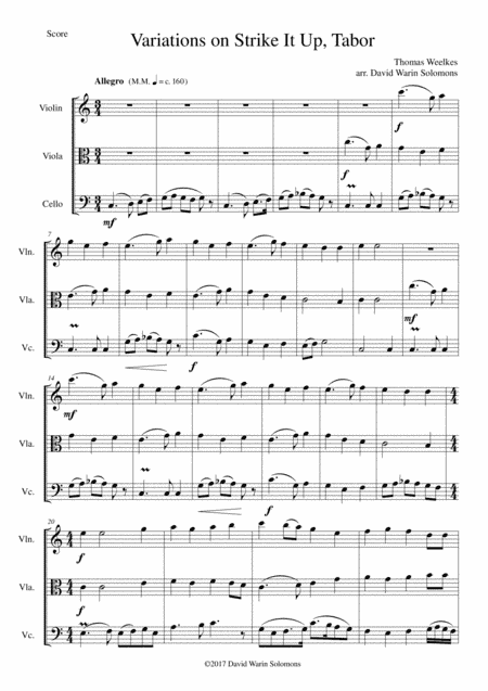Variations on Strike it up Tabor for string trio (violin, viola cello) (arr. David Warin Solomons)