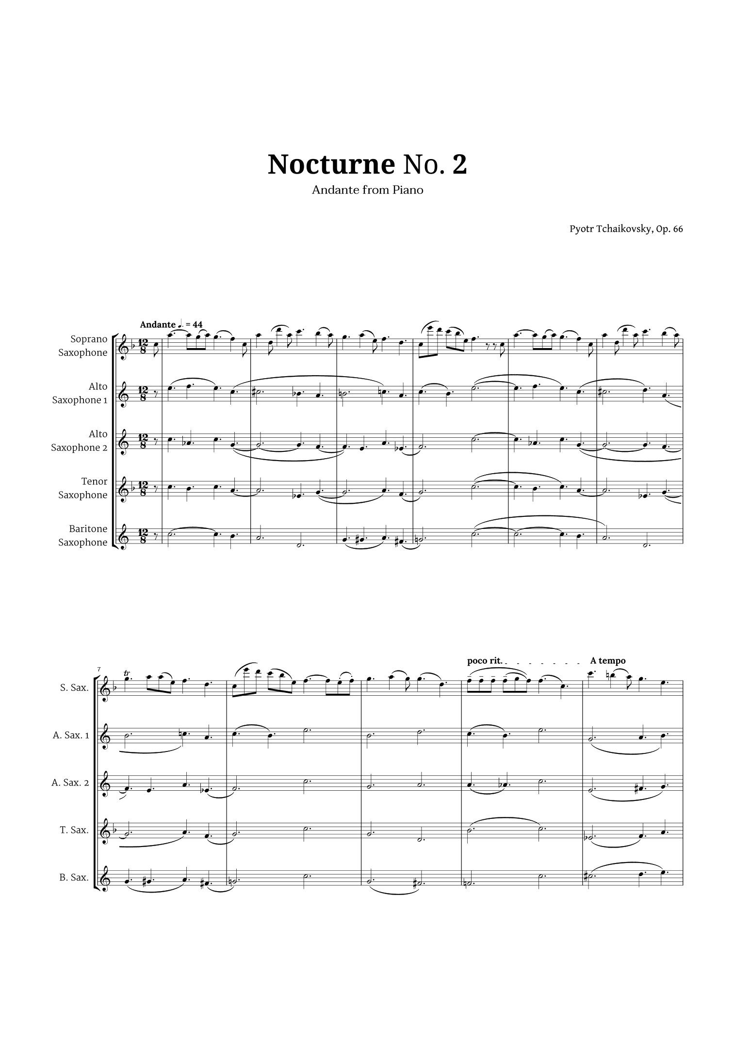 Nocturne by Chopin for Sax Quintet (arr. Langanho)