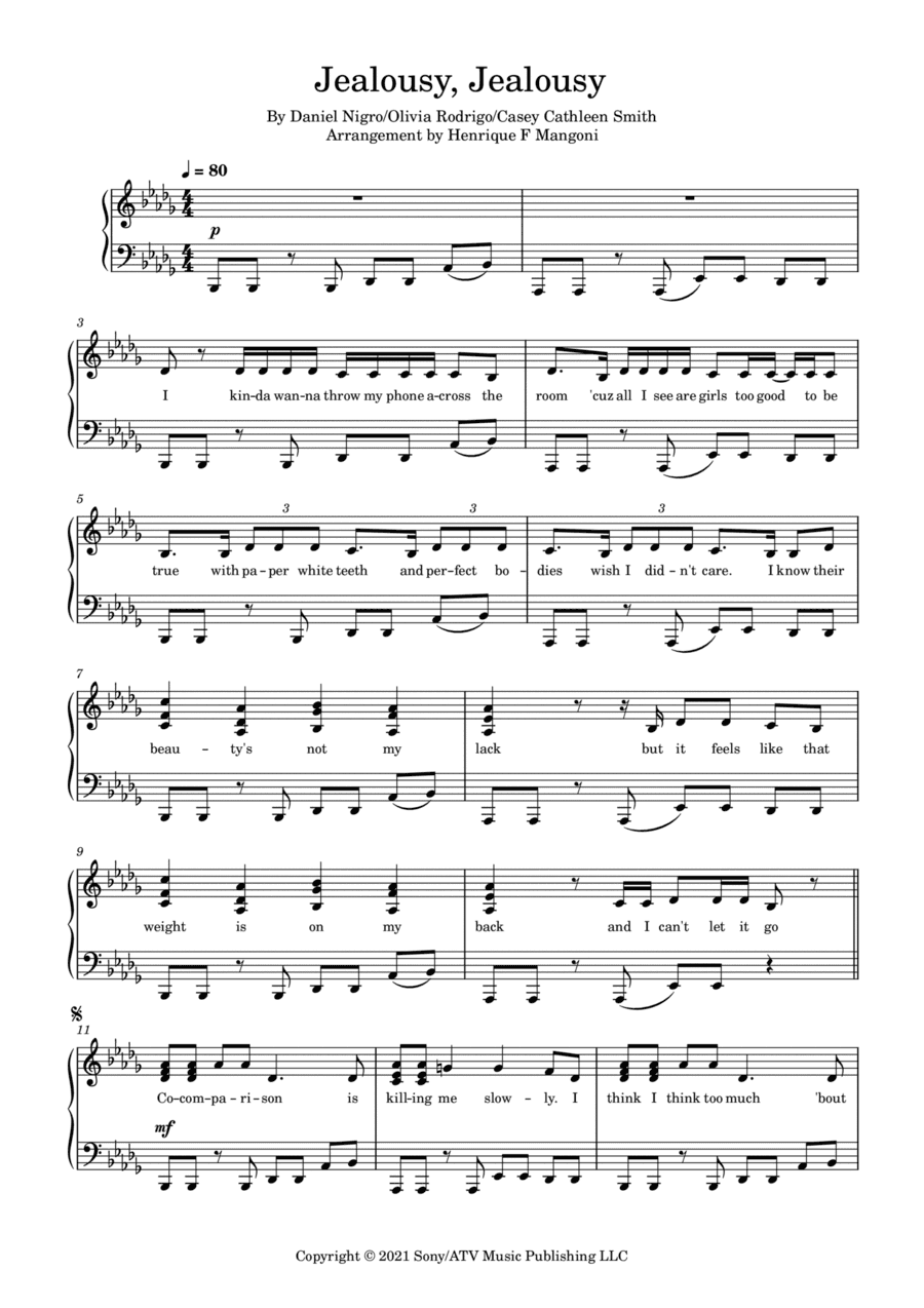 Jealousy, Jealousy (arr. Henrique F Mangoni)