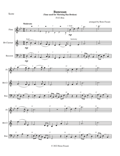 Bunessan (Tune used for Morning Has Broken) (arr. Reno Fusani)