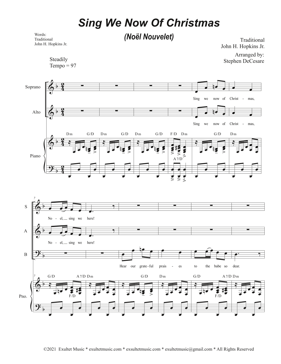 Sing We Now Of Christmas (Noël Nouvelet) (Vocal Trio - (SAB) (arr. Stephen DeCesare)