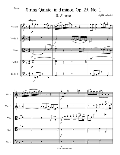 String Quintet in d minor, Op. 25, No. 1, Movement 2 (arr. Joshua Choe)