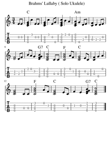 Brahms' Lullaby (Solo Ukulele) (arr. Randy McGravey)