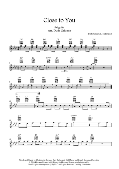 Close To You (arr. Duda Oriontte)