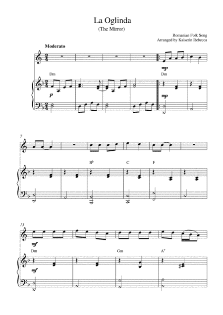 La Oglinda (The Mirror) (arr. Kaiserin Rebecca)