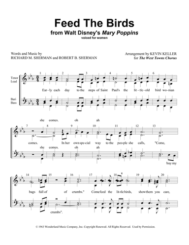 Feed The Birds (tuppence A Bag) (arr. Kevin Keller)
