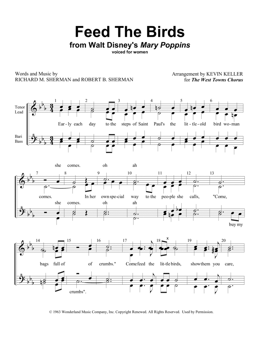 Feed The Birds (tuppence A Bag) (arr. Kevin Keller)