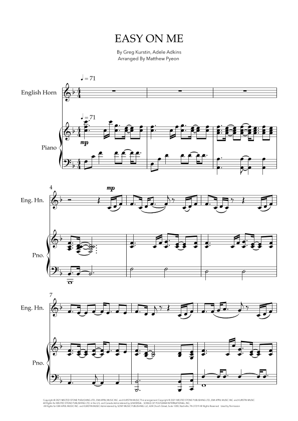 Easy On Me (arr. Matthew pyeon)