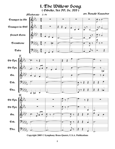 Shakespearean Music for Brass Quintet (arr. Donald Rauscher/R.R.Cardo)