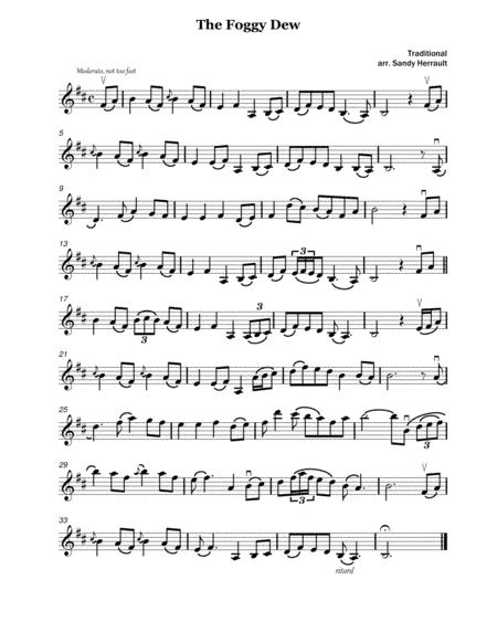 The Foggy Dew, for Solo Violin (arr. Sandy Herrault)