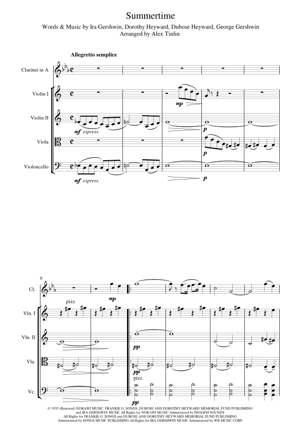 Summertime (arr. Alex Tinlin)