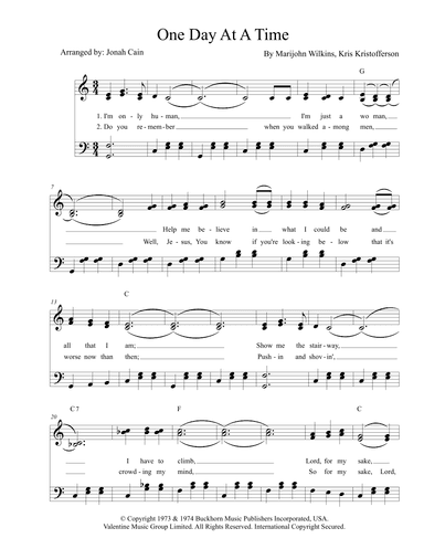 One Day At A Time (arr. Jonah Cain)