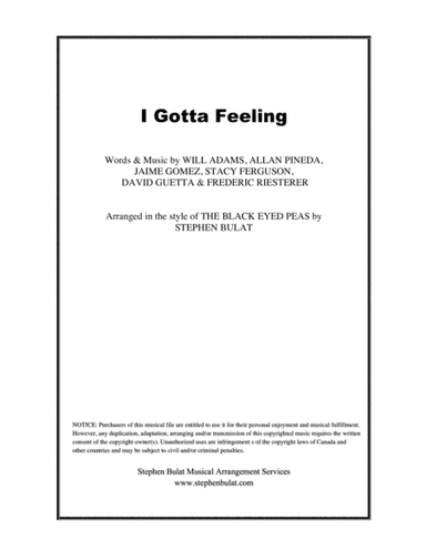 I Gotta Feeling (arr. Stephen Bulat)