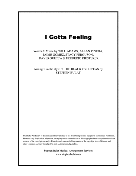 I Gotta Feeling (arr. Stephen Bulat)
