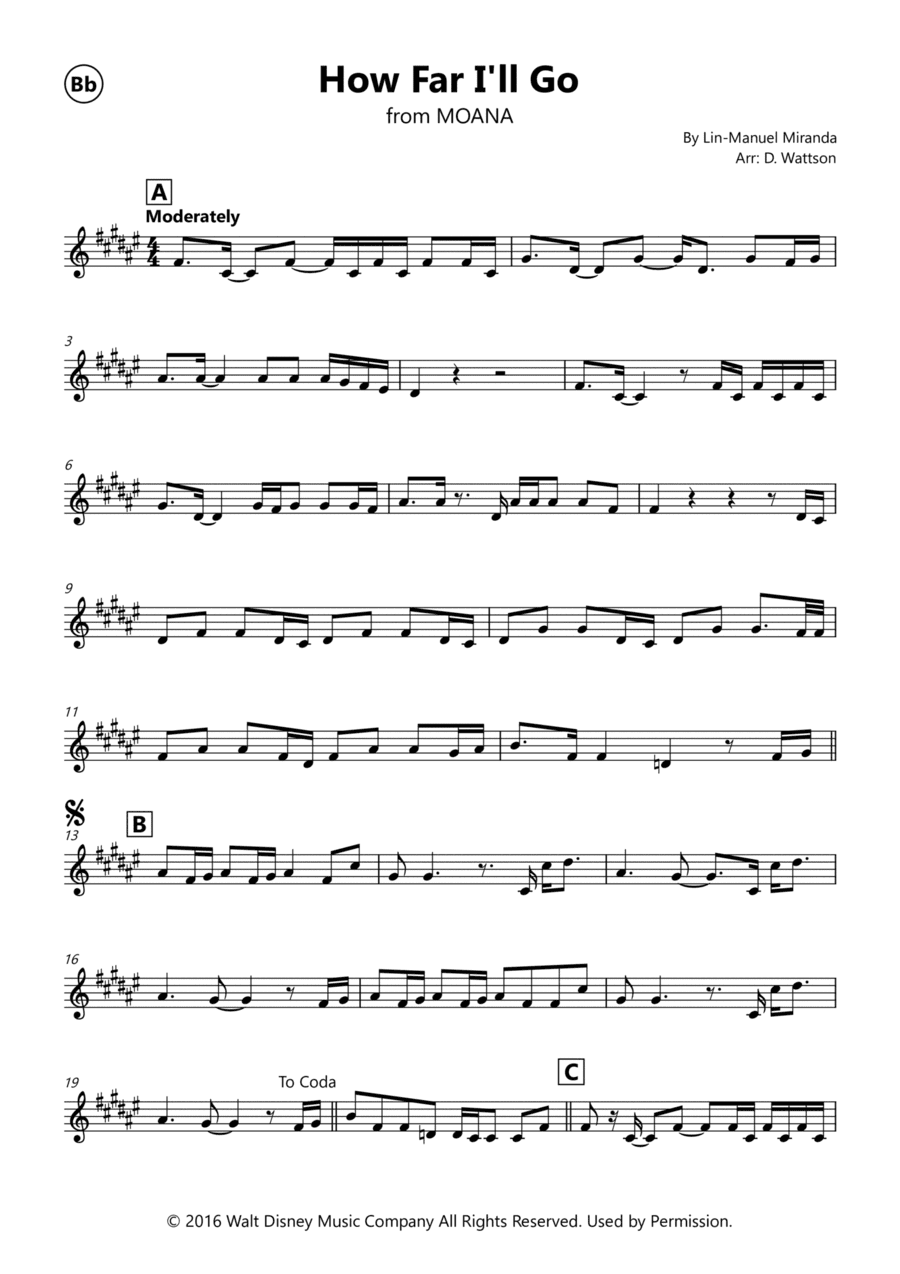 How Far I'll Go (arr. Douglas Wattson)