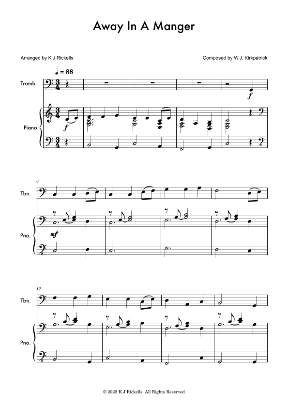 Away in a Manger - Trombone (arr. K J Rickells)