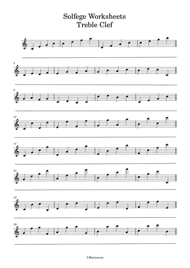 Solfege Worksheets Treble and Bass Clefs