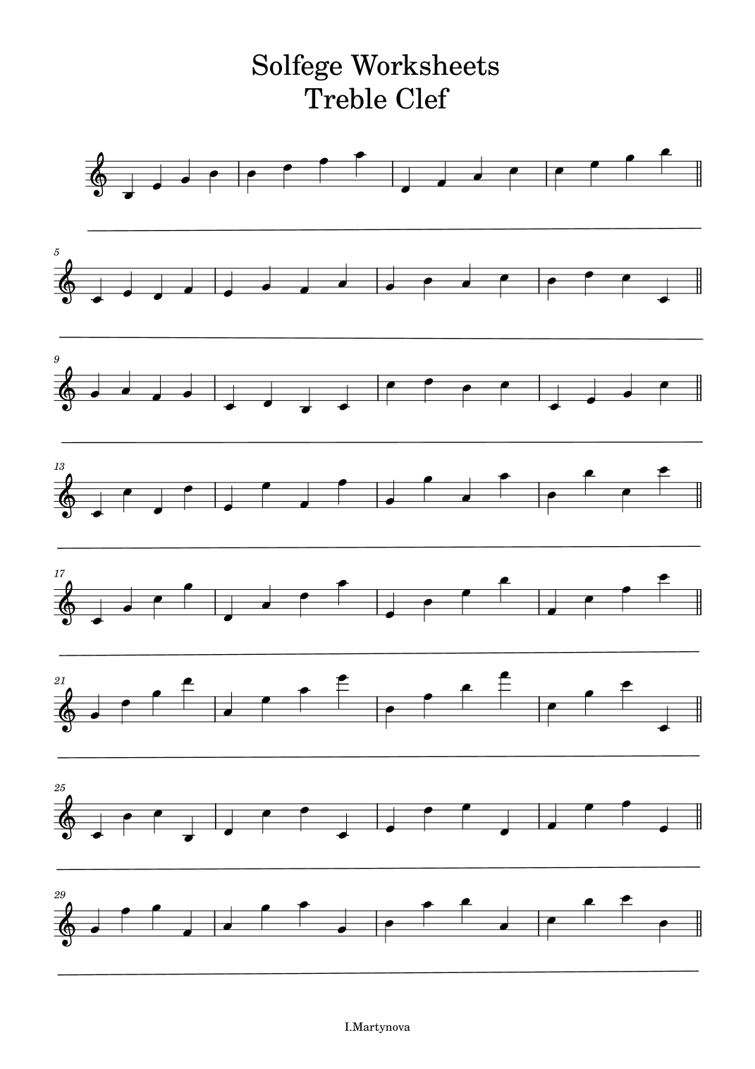 Solfege Worksheets Treble and Bass Clefs